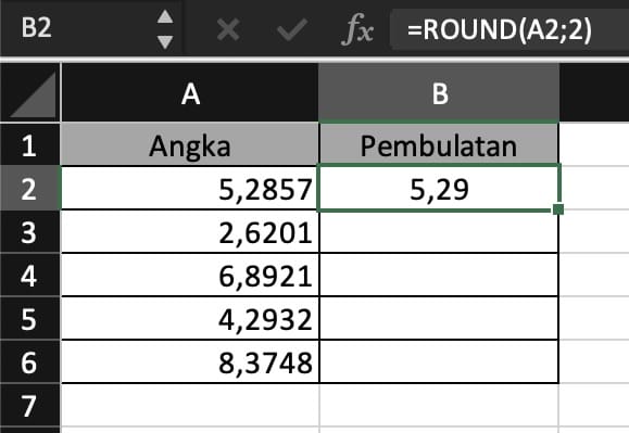 Rumus ROUND Excel