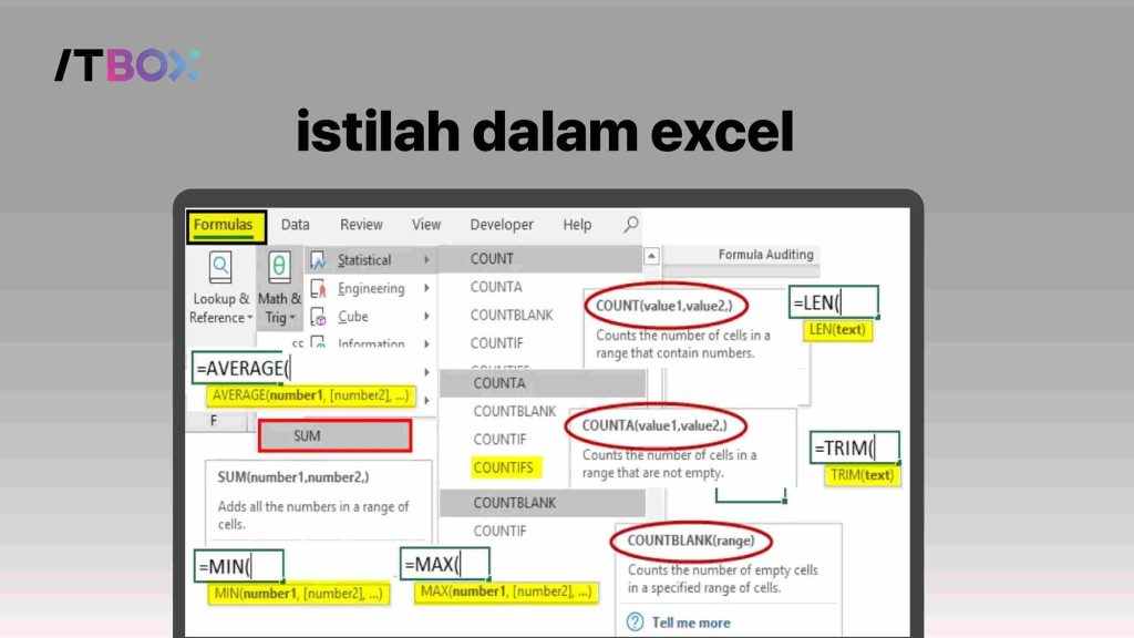 istilah dalam excel